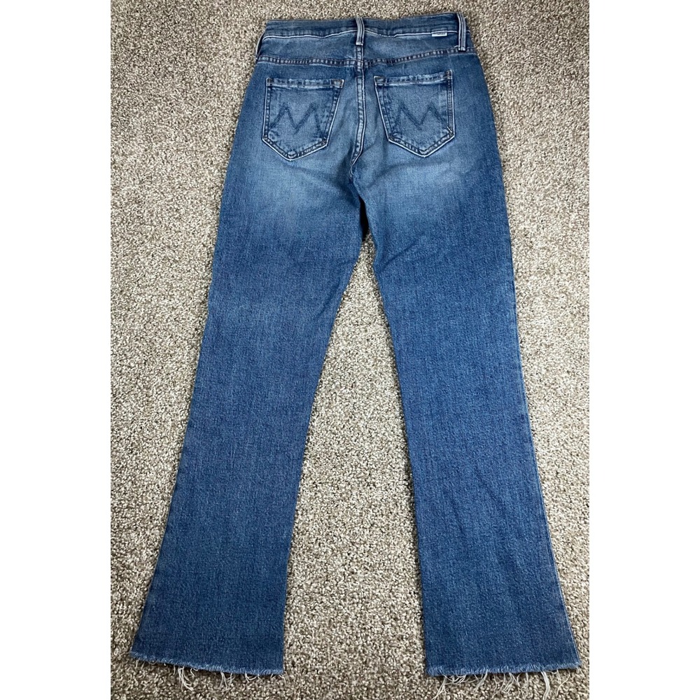 Mother The Runaway Popism Blue Flare Jeans Raw Hem High Rise Size 24 Made in USA - Picture 7 of 15